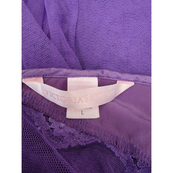 Victorias Secret Babydoll Top Large Sheer V Neck Open Front Purple VTG 90's Y2K - Picture 8 of 10